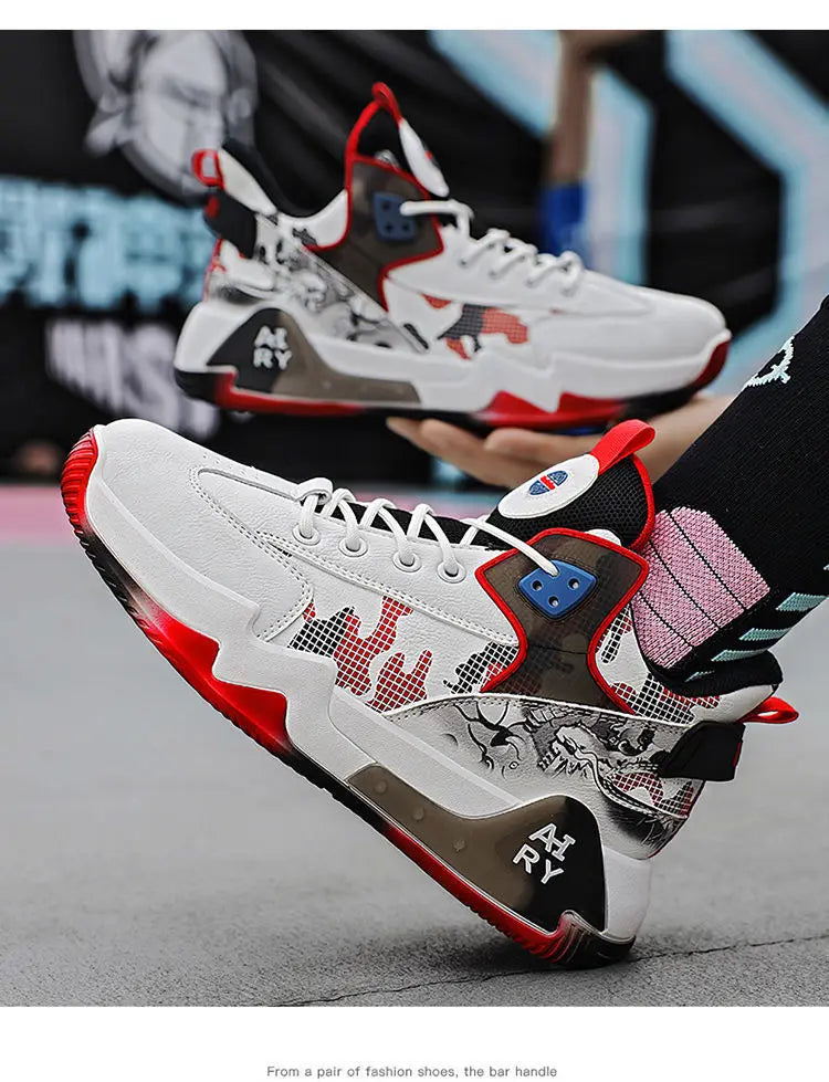 High Top Basketball Shoes for Couples | Air Cushion Athletic Sneakers – Wear Resistant & Breathable