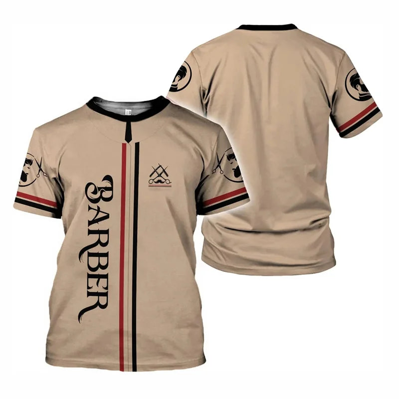 Barber Shop T Shirt For Men Hairdresser Graphic T-shirt 3D Printed Short Sleeves Work Wear Tops Summer Oversized Tee Shirts