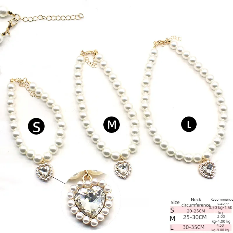 Pet Pearl Necklace Collar Adjustable for Cats Small Dog