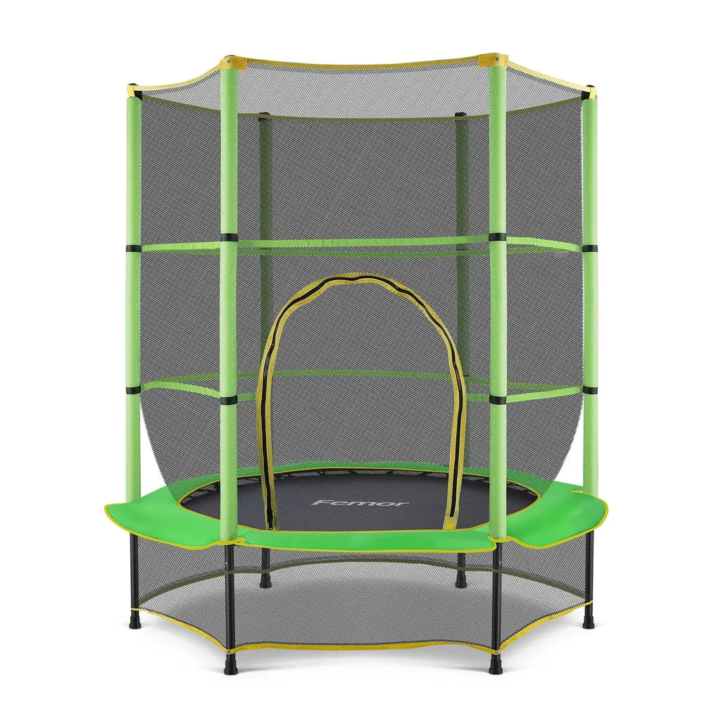 Trampoline for Children, Ø 140cm Mini Toddler Trampoline with Safety Net,Built-in Zipper, Round Trampoline Indoor and Outdoor - trendingshoping.com