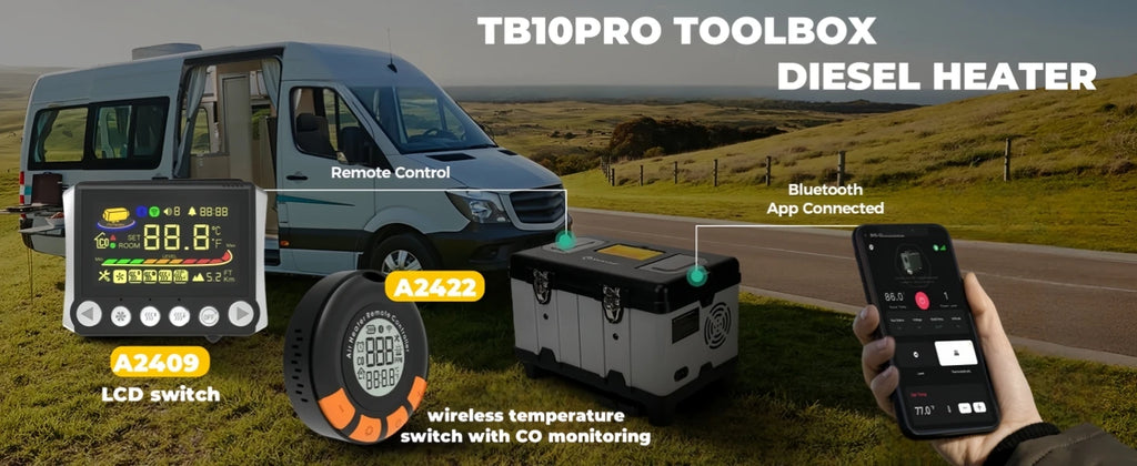 Sunster TB10pro 8KW Portable Diesel Air heater 12V/24V/220V w/Bluetooth APP/Ventiation mode/CO monitoring For Car Home Camper RV - trendingshoping.com
