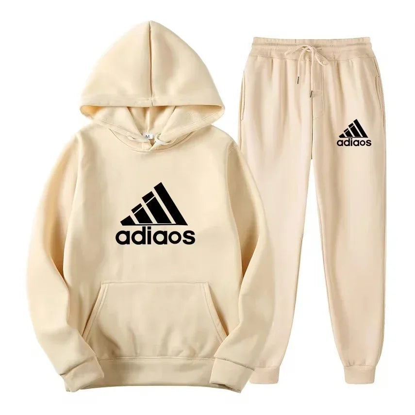 Autumn-Winter Warmth-Enhanced Comfortable Leisure Fitness Sports Set: Two-piece set including hooded sports shirt and joggi