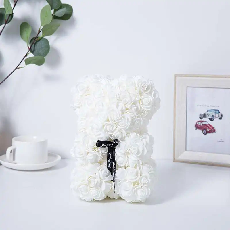 Romantic Valentine's Day Creative Eternal Flower Rose Bear Christmas Gift Rose Bear Hug Bear Wedding Flower Decoration Gift - trendingshoping.com