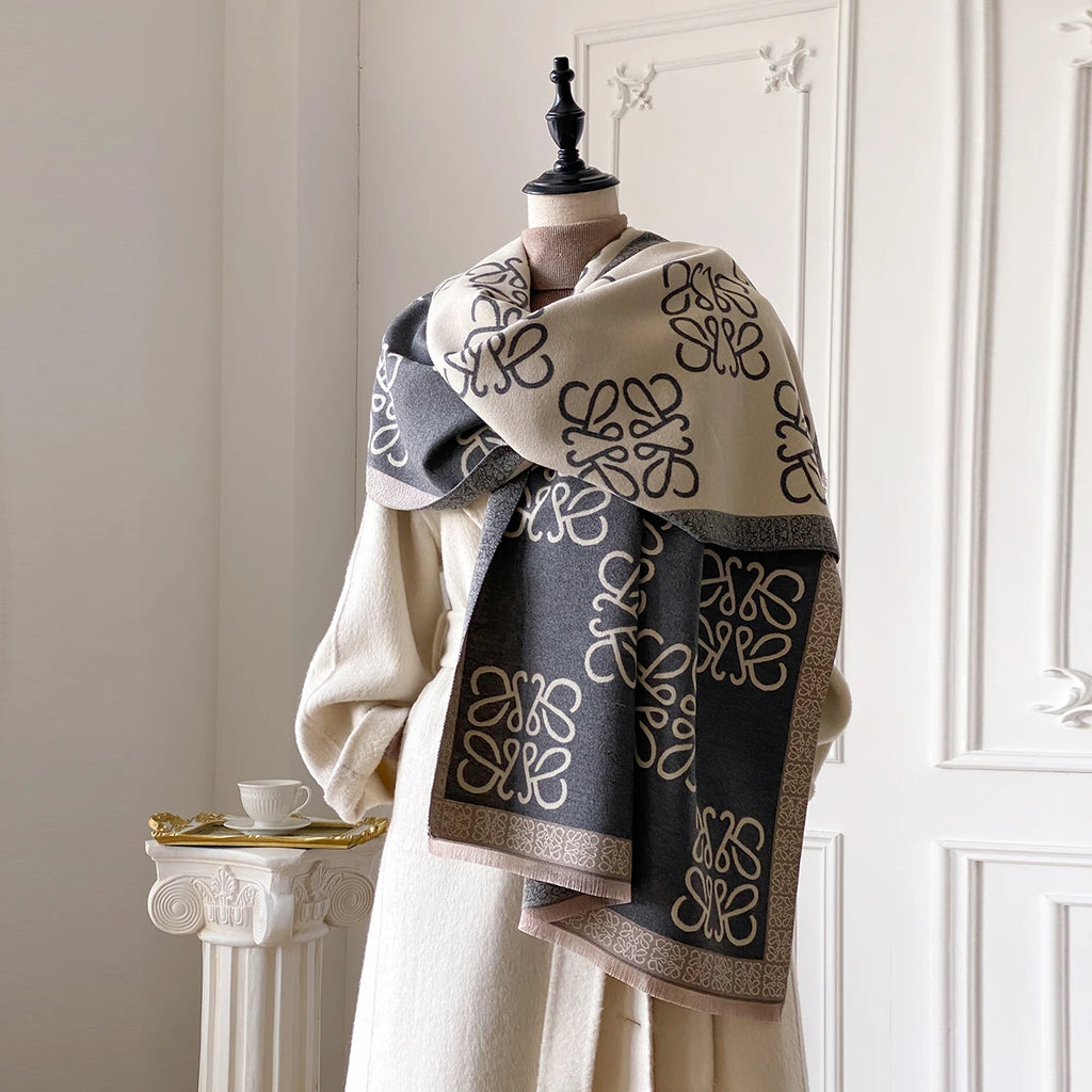 2025 Luxury Brand Women's Winter Warm Cashmere Scarf - Pashmina Shawl Wrap, Hijab, Travel Stole, Echarpe, Thick Warm Blanket