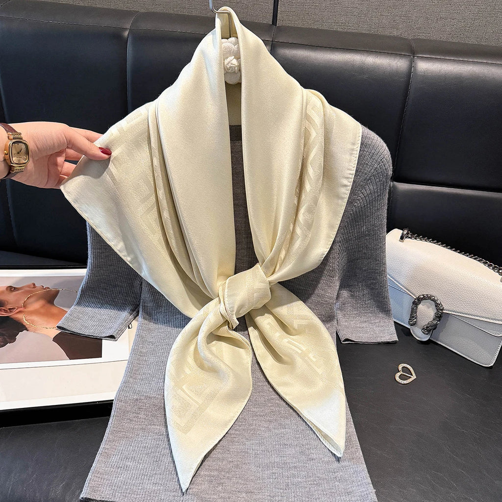 2025 Latest Spring and Autumn Women's Fashion Hijab Silky Muslim Square Sun Protection Shawl Luxury Brand Soft Female Scarf