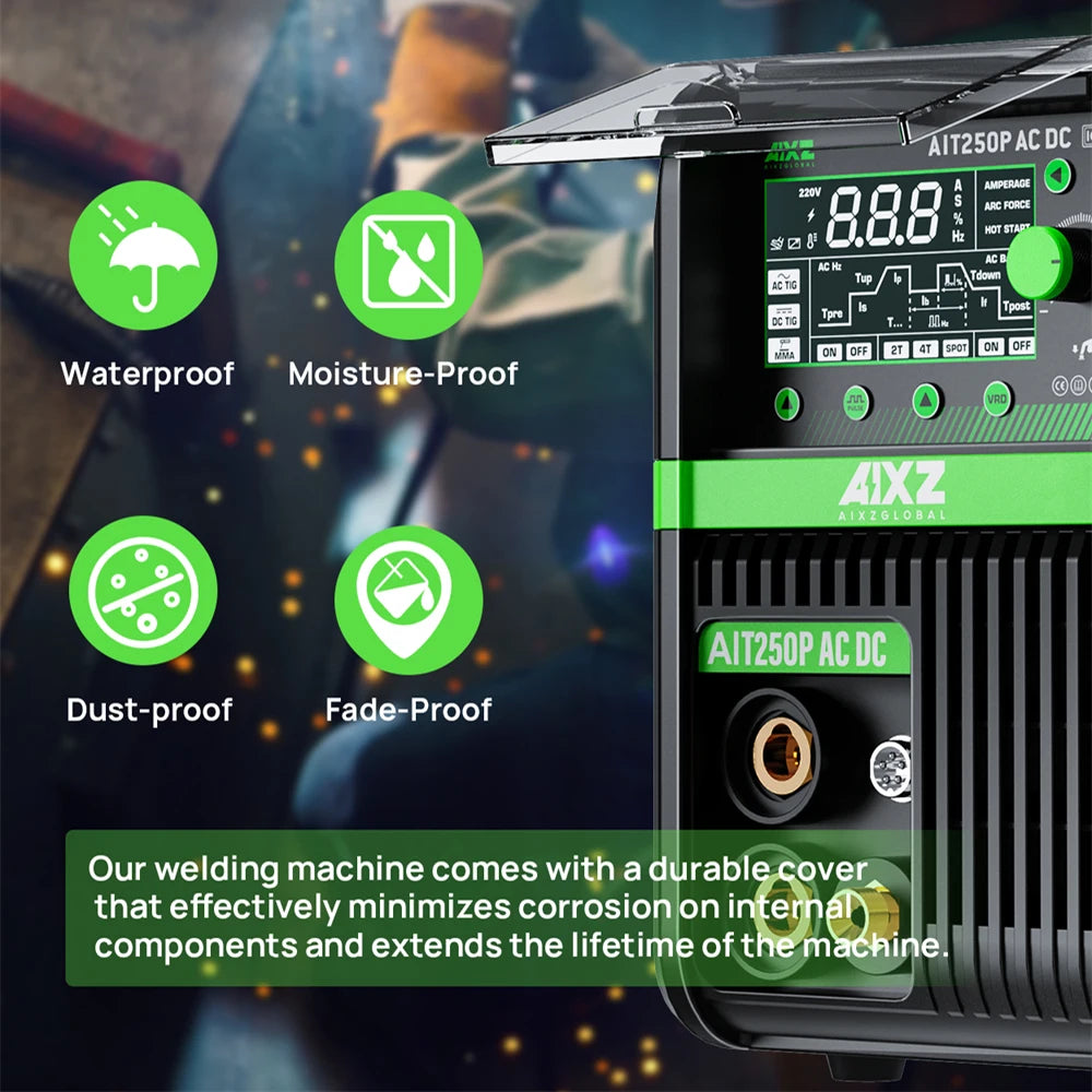 AIXZ 250A 5 in 1 HF TIG Welder AC/DC Aluminum Welding MMA/ARC/Argon Digital Pulse 2T/4T IGBT Inverter Stainless Welding Machine - trendingshoping.com