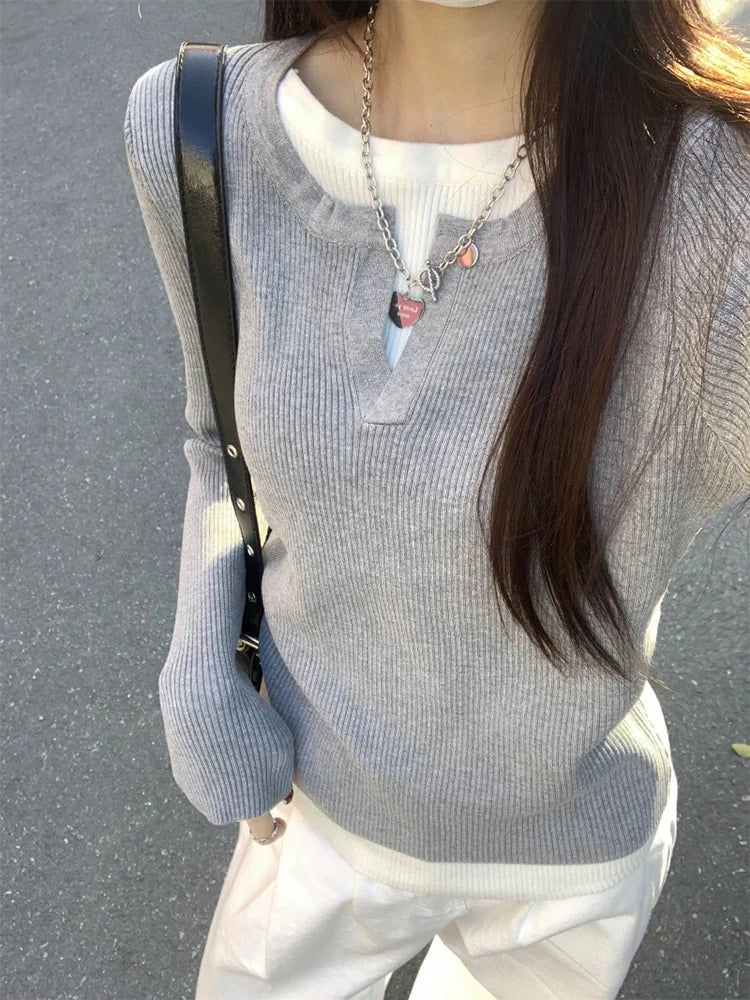 Women’s Solid Color Slim Fit Long Sleeve T-Shirt 2025 Autumn Casual Top