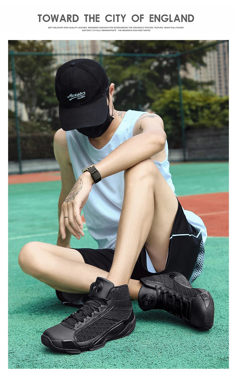 Men’s High-Top Basketball Sneakers | Breathable Non-Slip Outdoor Sports Shoes