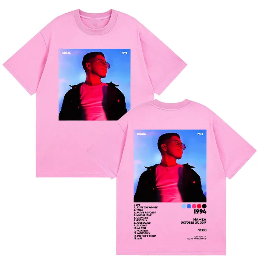 Rapper HAMZA 1994 Tour New Album Merch T Shirts Men's Clothing Rock Hip Hop Gothic T Shirt Vintage Oversized 100% Cotton T-shirt