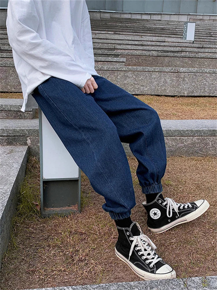 Jeans men Jeans Man Loose Joggers Streetwear Harem Jeans Cargo Pants Ankle-Length Denim Trousers denim pants joggers men - trendingshoping.com