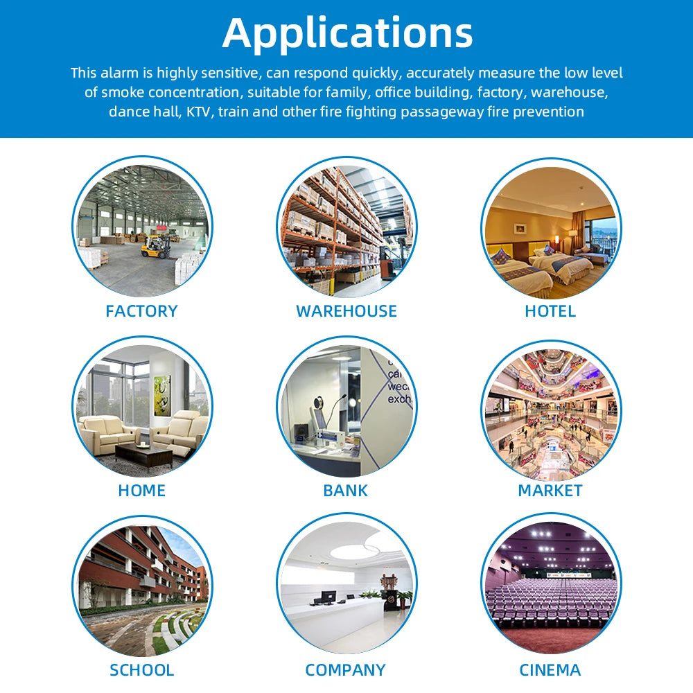 Independent Smoke Detector Sensor For Home Warehouse Security Smart Fire Alarm With Replaceable Battery