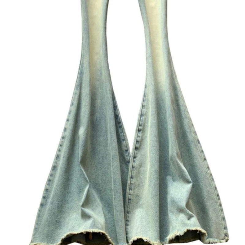 Jeans Women Autumn Chic Daily Flare Trousers Gradient Color High Street Full Length Fashion All-match Temperament Simple Shinny - trendingshoping.com