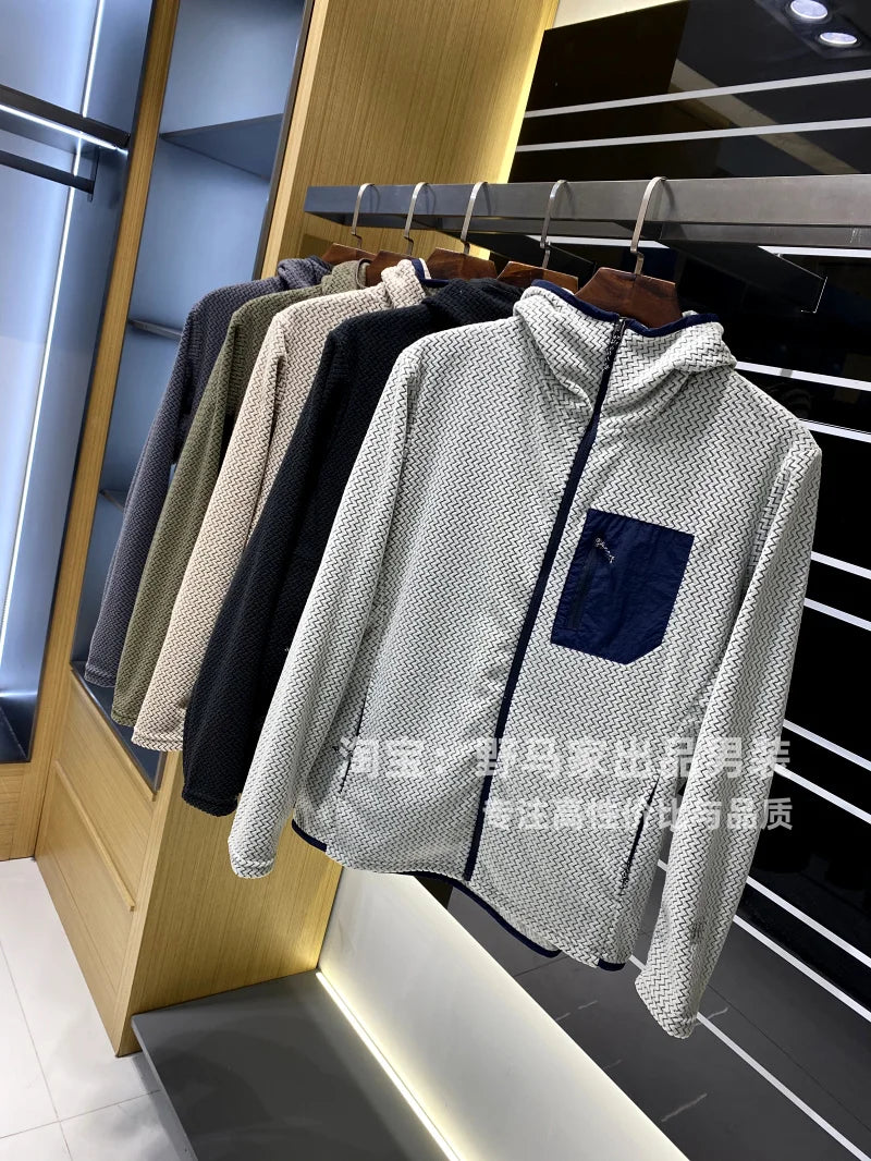 Mens Warm Fleece Hoodie Outdoor Jacket Breathable Skin Friendly Autumn Winter Thermal Sweatshirt