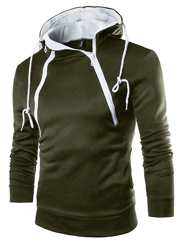 Men Long Sleeve Zipper Hoodie Pullover Sweatshirt