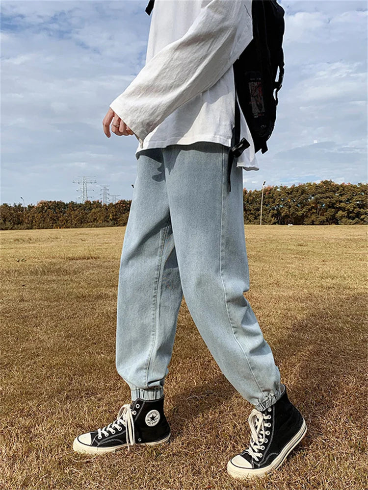 Jeans men Jeans Man Loose Joggers Streetwear Harem Jeans Cargo Pants Ankle-Length Denim Trousers denim pants joggers men - trendingshoping.com