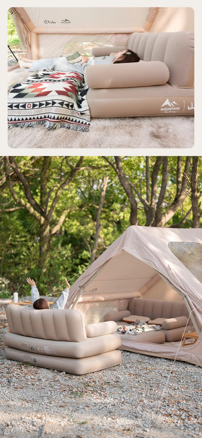 Outdoor Camping Inflatable Sofa Portable Folding Air Mattress For Hiking Tent Home Use