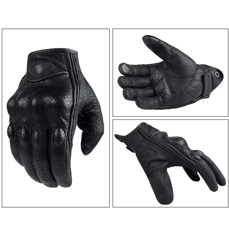 Motorcycle Gloves black Racing Genuine Leather Motorbike white Road Racing Team Glove men summer winter