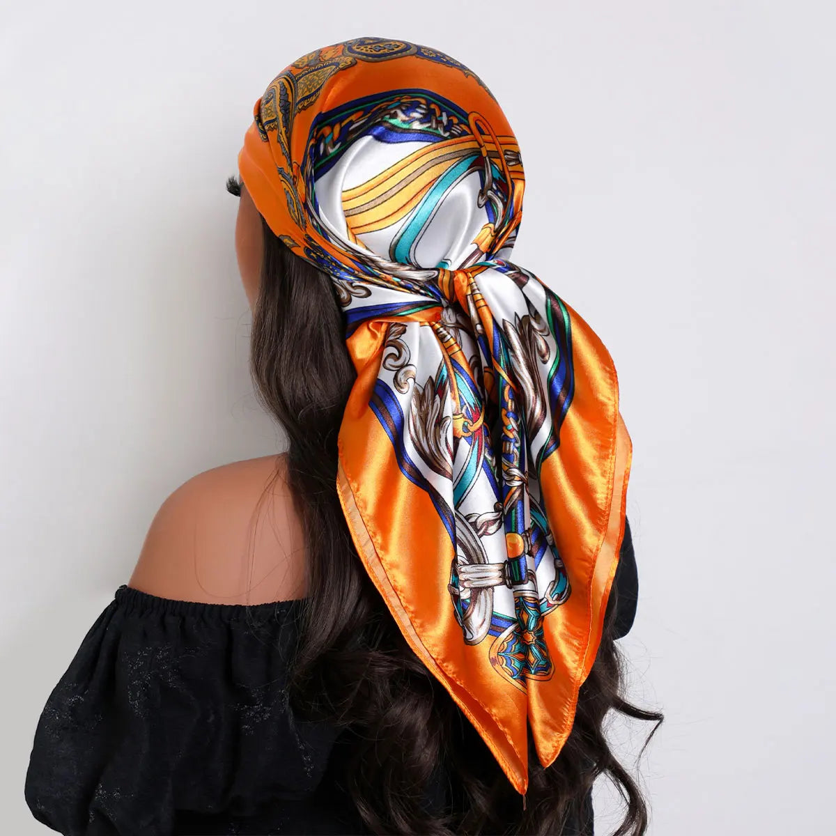 2025 Hair Scarf Women Luxury Brand Square Silk Foulard Satin Bandana Summer Soft Neckerchief Hijab Head Scarves For Ladies