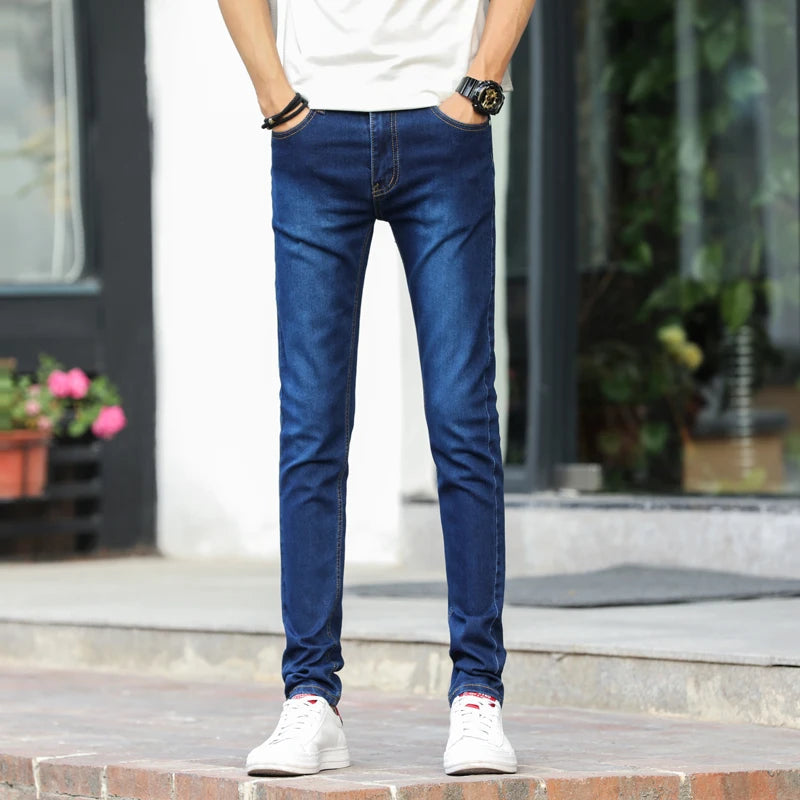 Men's Slim Fit Stretch Skinny Jeans - High Quality Black & White Denim Pants