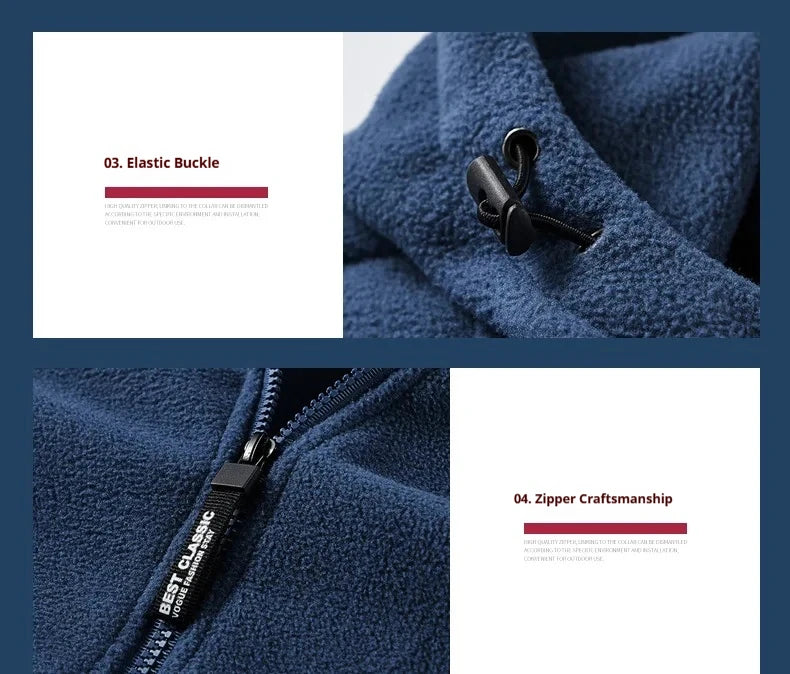 Men’s Heavyweight Fleece Hoodie Thick Lined Full Zip Outdoor Warm Jacket for Winter Unisex