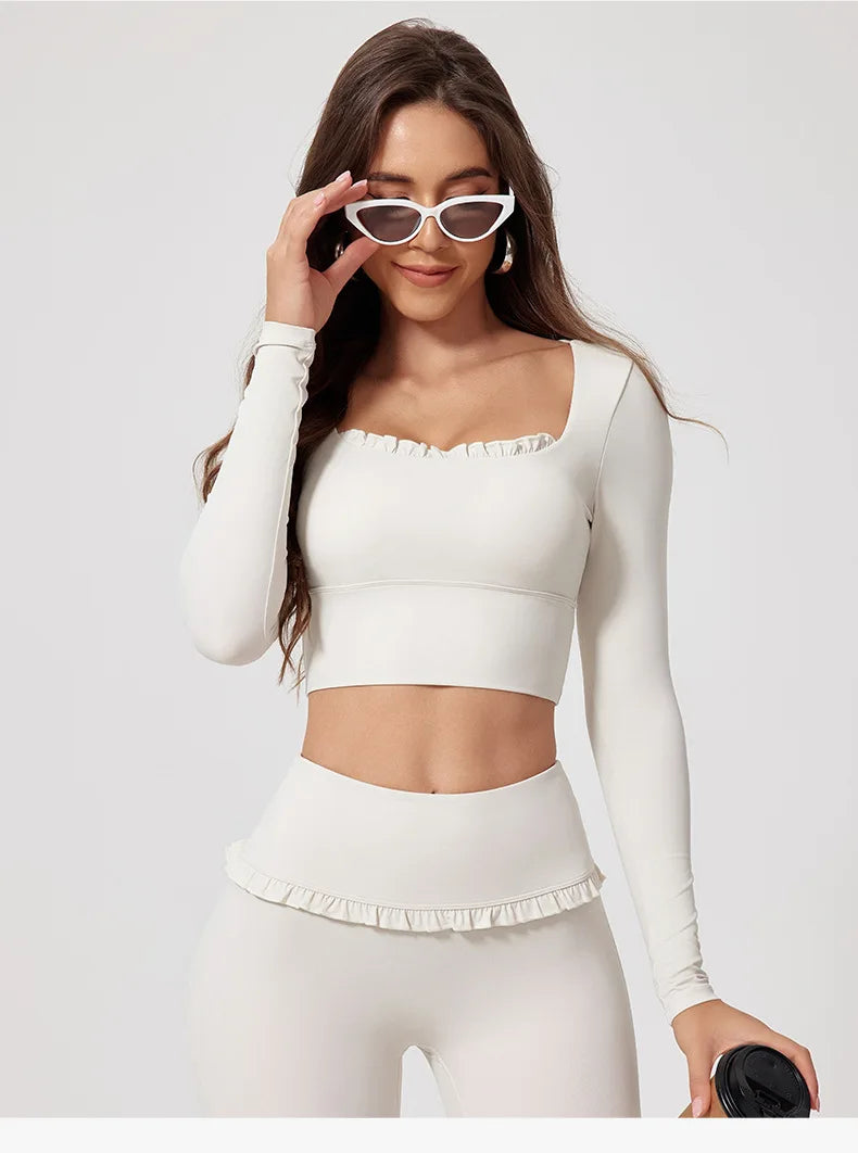 Women's Sportswear Yoga Set 2PCS Gym Clothes Yoga Suits For Women Fitness Set Tracksuits Yoga Long Sleeve Gym Flared Leggings