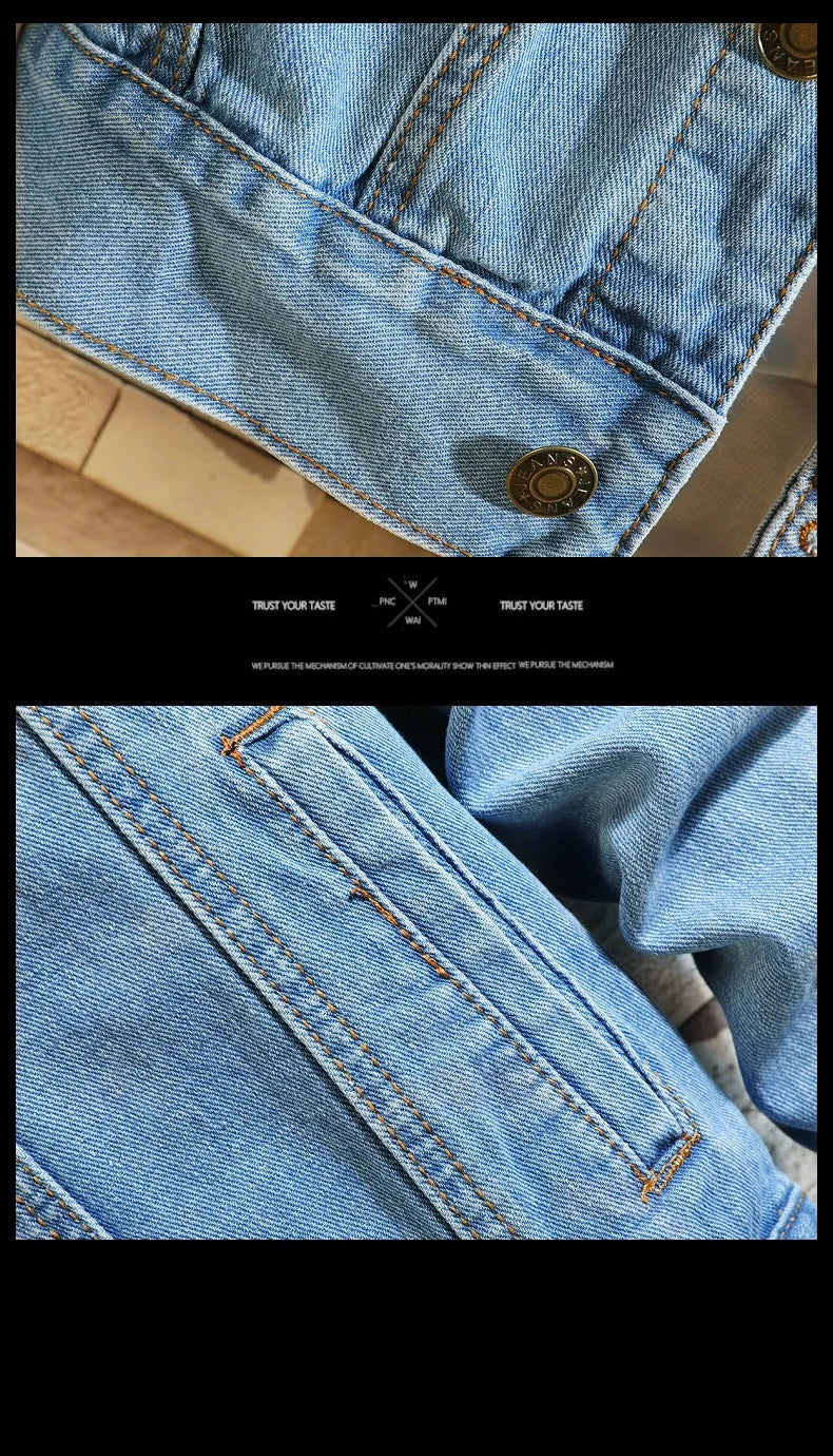 New Autumn Men Casual Workwear Denim Jacket Loose Fit Solid