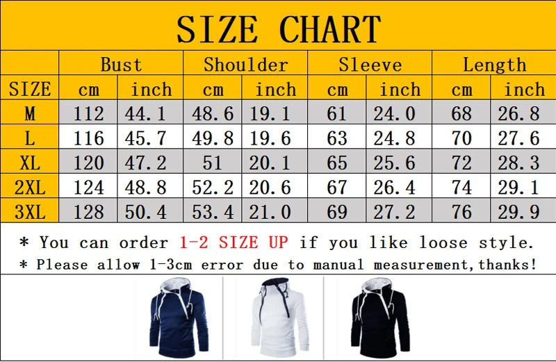Men Long Sleeve Zipper Hoodie Pullover Sweatshirt