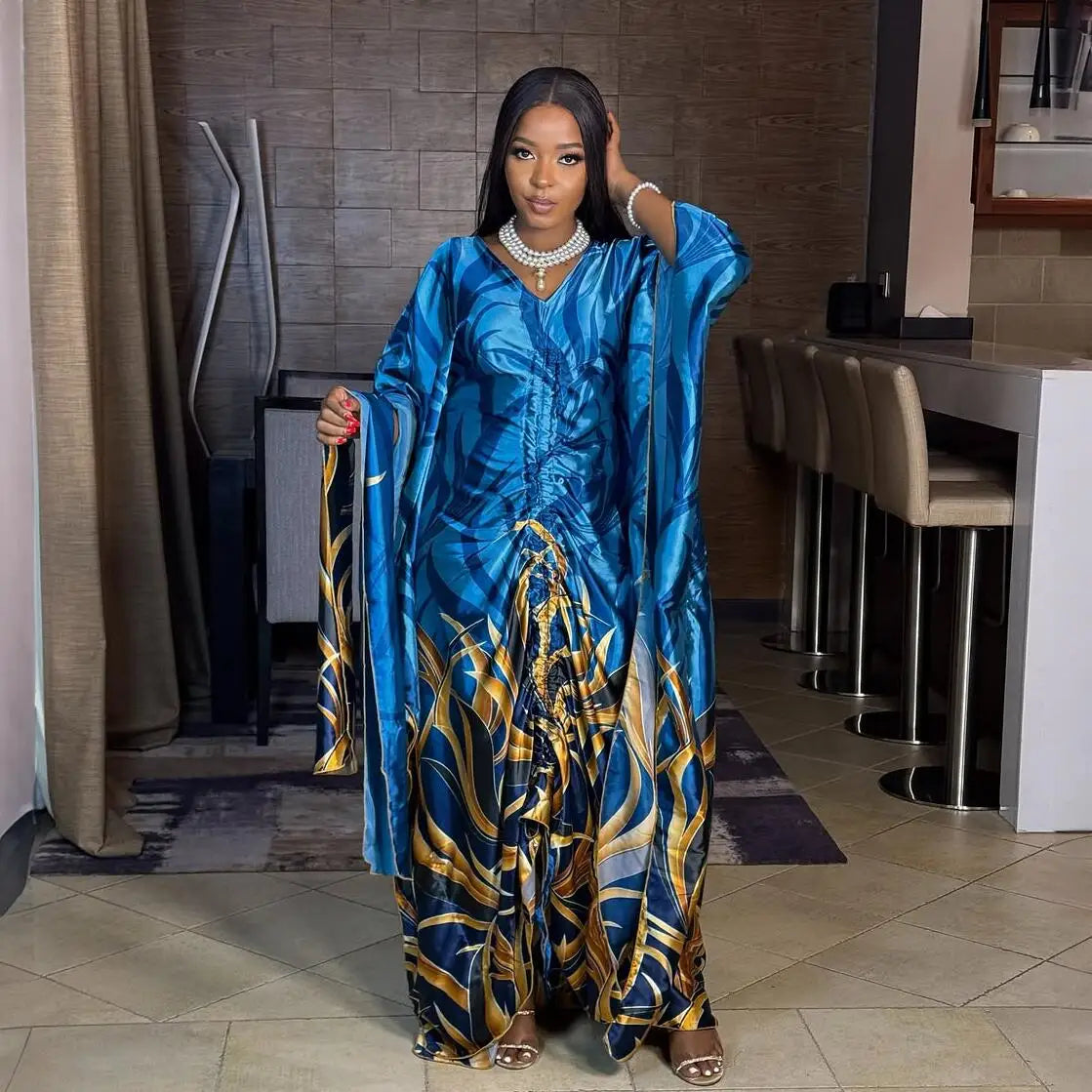 2025 Fashion African Dress for Women – Printed Fabric, Loose Fit with Belt, New Stylish  Dresses