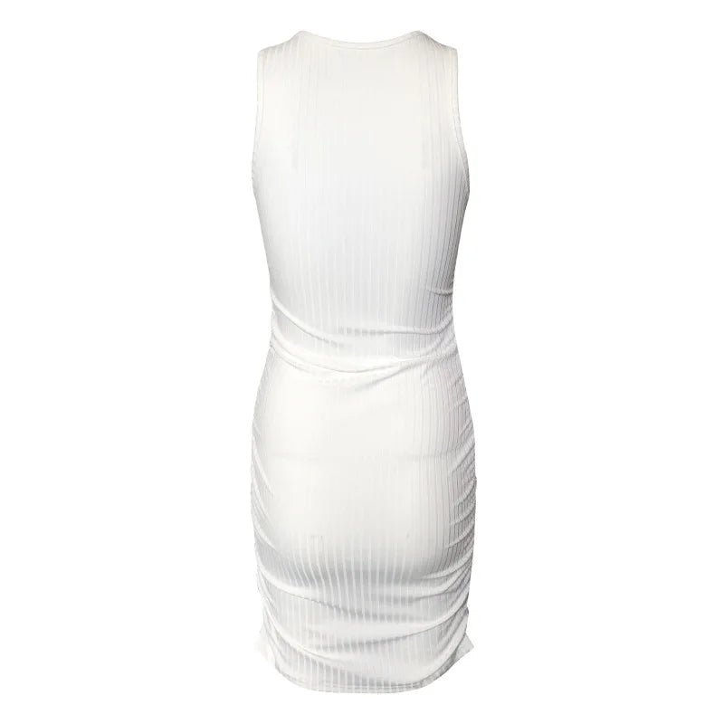 Women Bodycon Mini Dress Sleeveless Slim Fit Solid Color