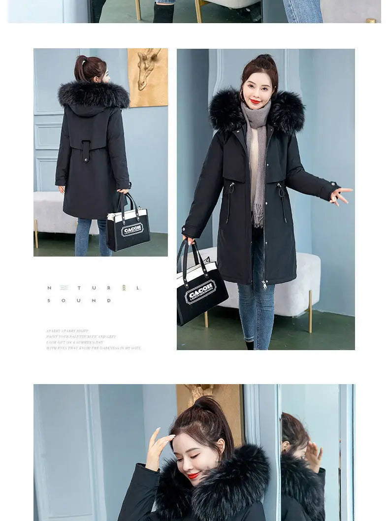 2023 Oversized 6XL Female Parka Winter New Loose Wool Liner Jacket Women's Thick Hooded Coat Ladies Warm Padded Long Snow Parkas - trendingshoping.com