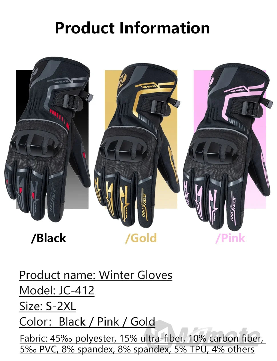 JCAA-Durable Motorcycle Riding Gloves for Men Women,Waterproof,Touchscreen,Anti-Slip,Anti-Fall,Protective,Bike,Moto,Warm Winter