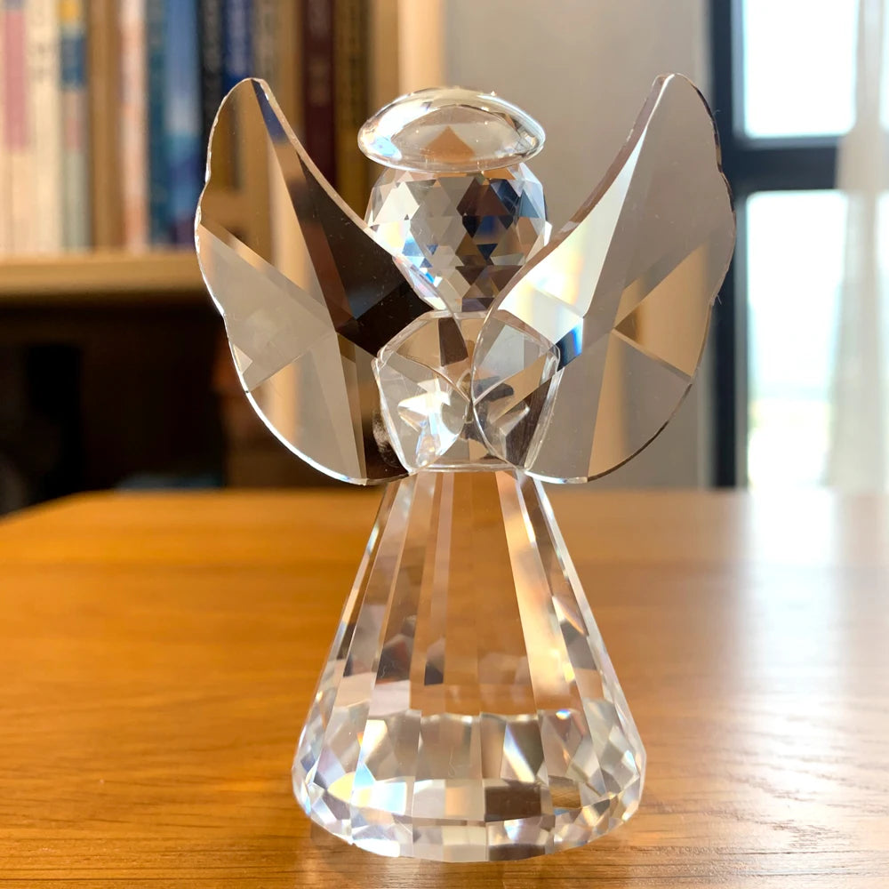 Clear Crystal Angel Figurines Glass Angel  Home Decor Christmas Birthday Gifts