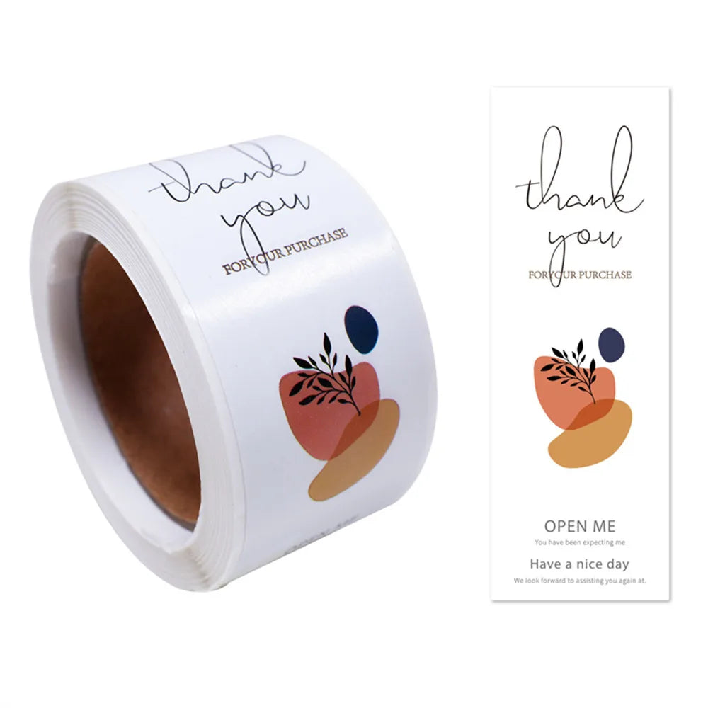 100pcs/roll Thank You Stickers Rectangle Seal Labels This Package Is Happy To See You Too Sticker Gift Box Packaging Decor Label