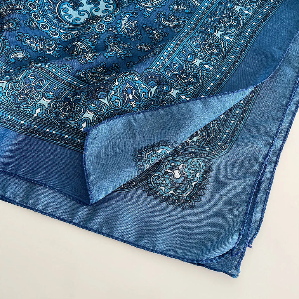 Women’s Square Scarf 70×70cm – Paisley Print Cotton Texture Shawl Headband & Neck Bandana