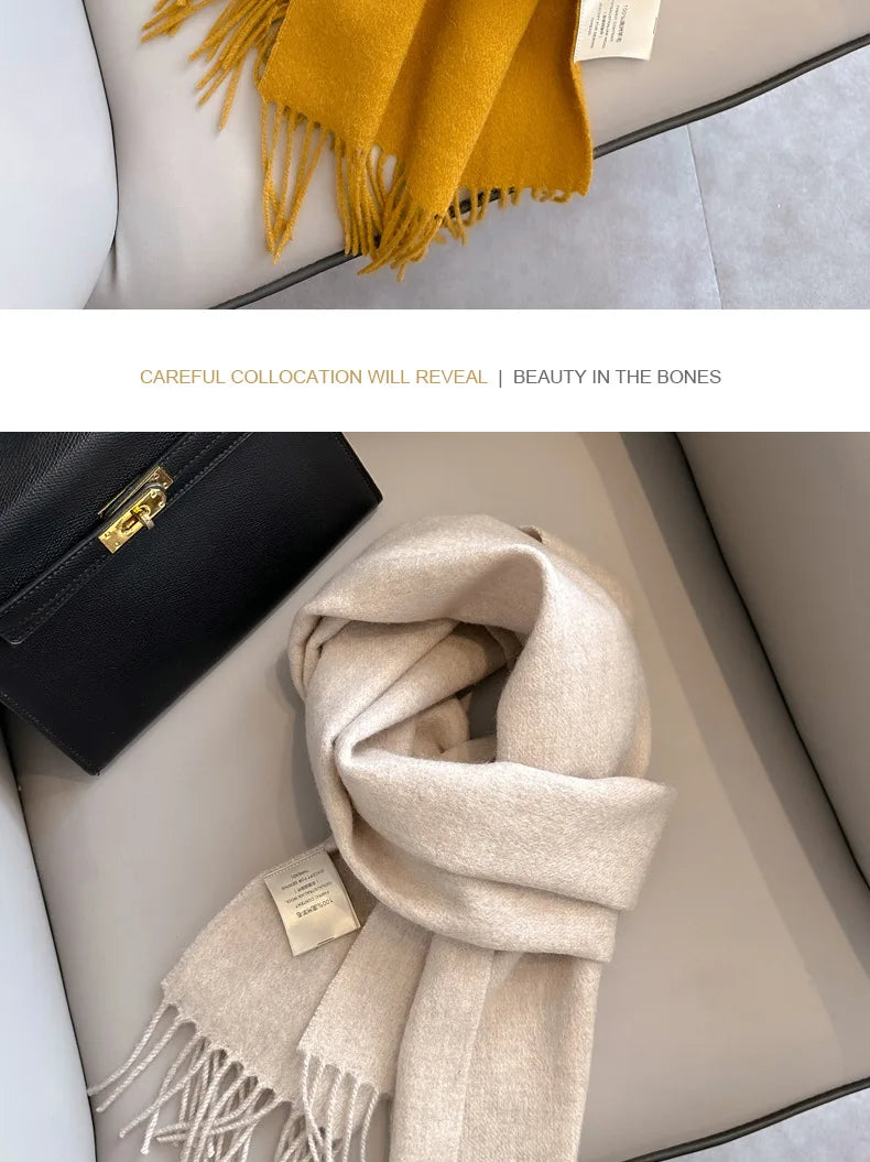 Winter Narrow Scarf 28 Color 100% Wool Scarf Hot Selling Solid Color Scarf Men's and Women's Universal Warm and Cold proof Scarf - trendingshoping.com