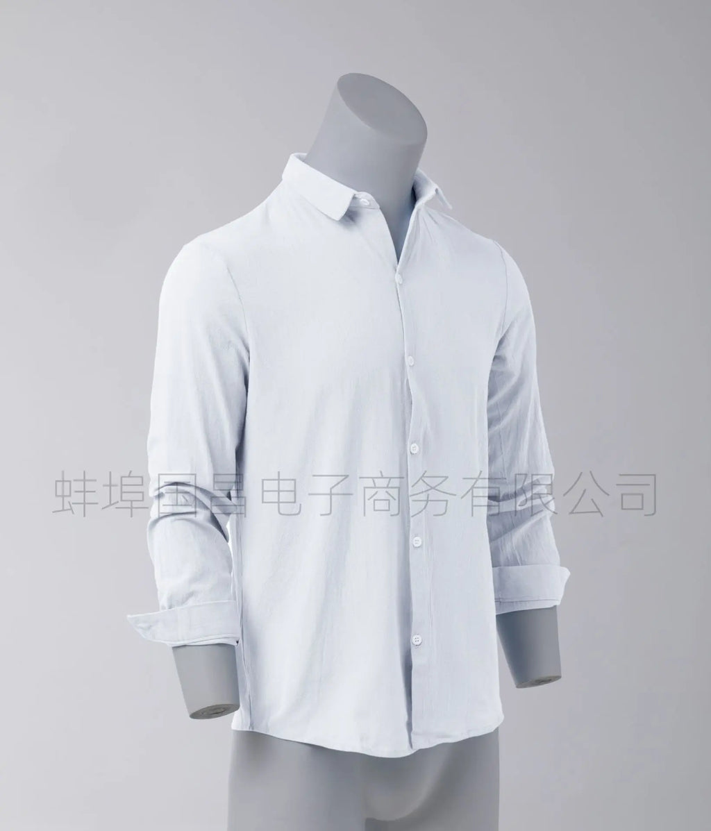 Men’s Pure Cotton Long Sleeve Solid Color Casual Shirt Coat
