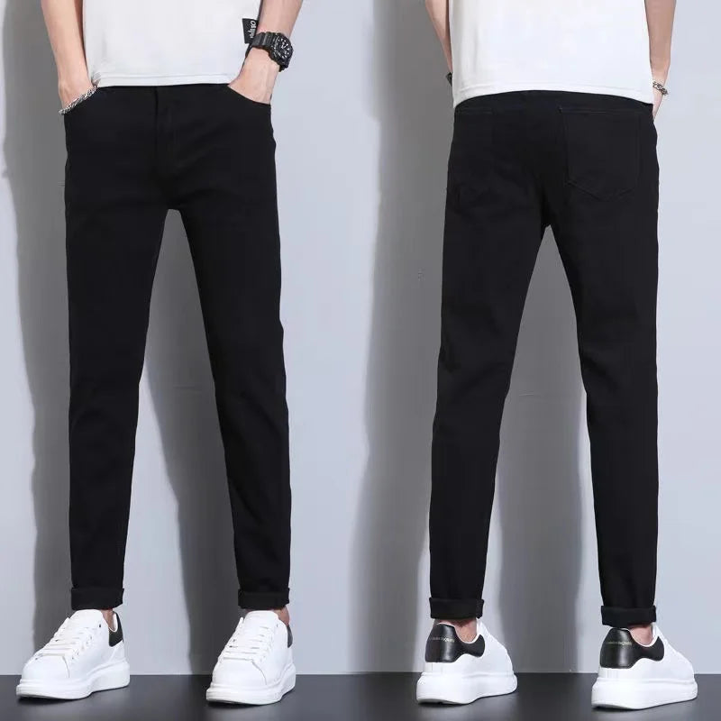 Men's Slim Fit Stretch Skinny Jeans - High Quality Black & White Denim Pants