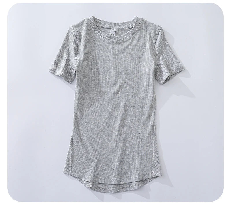 Women’s Slim-Fit Yoga T-Shirt - Short Sleeve Seamless Top for Pilates & Gym