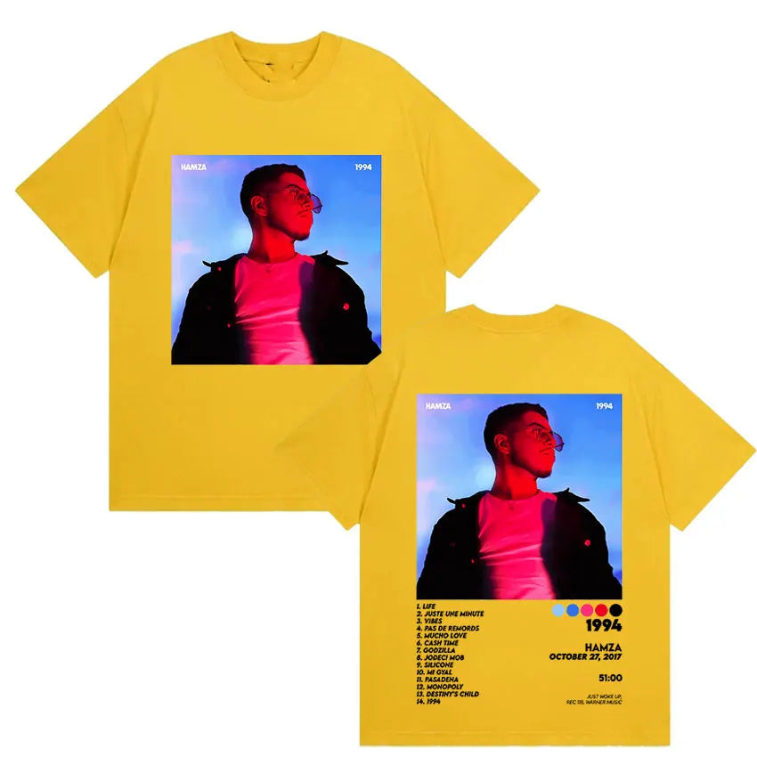 Rapper HAMZA 1994 Tour New Album Merch T Shirts Men's Clothing Rock Hip Hop Gothic T Shirt Vintage Oversized 100% Cotton T-shirt