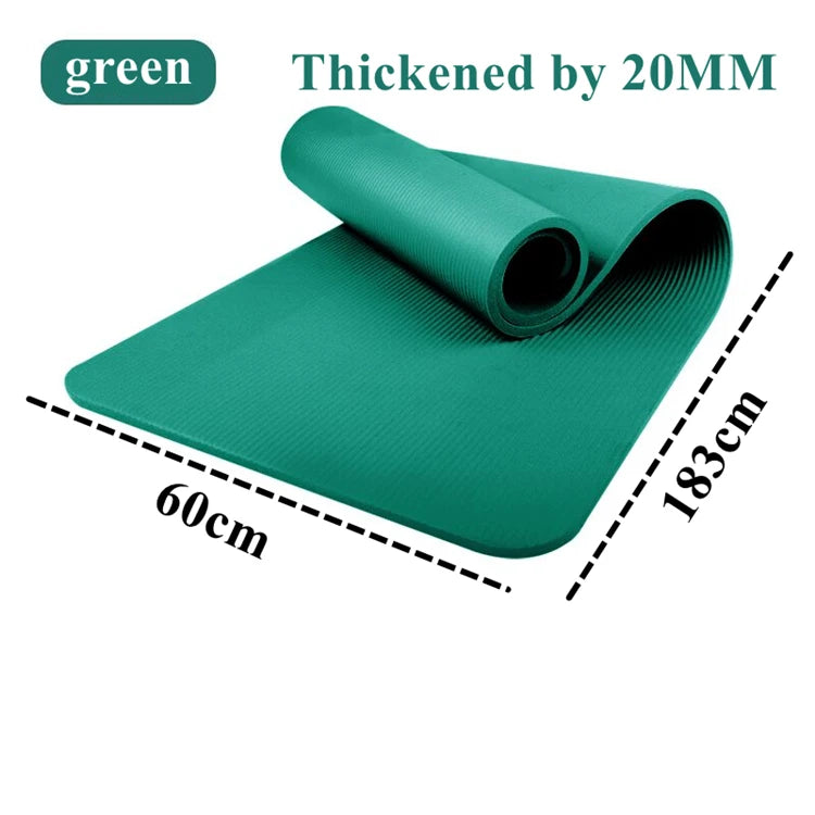 20MM 183x60cm Thick Yoga Mat Anti Slip Sport Fitness Mat for Exercise Yoga Pilates Gymnastics Fitness Equipment