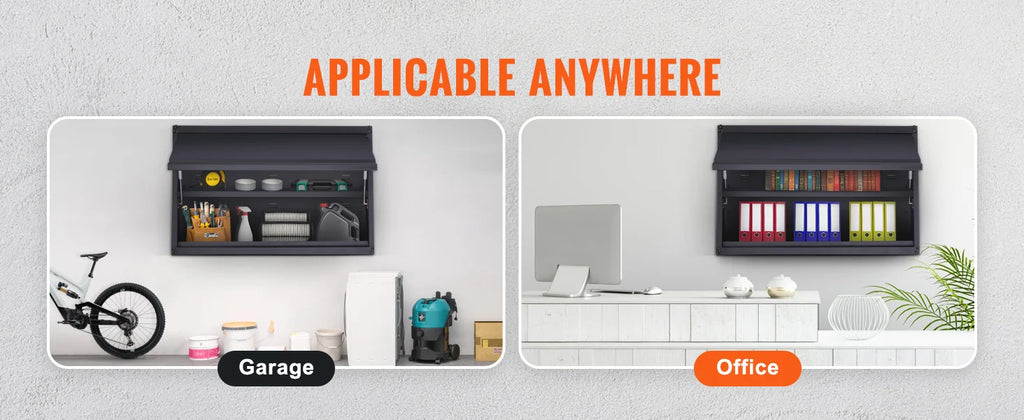 SucceBuy 120lbs per Shelf Metal Storage Cabinet 20'' Tall Wall-Mounted Steel Garage Cabinet with Adjustable Shelf for Office - trendingshoping.com