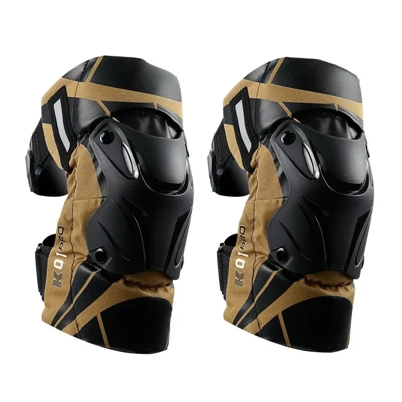 Pro Guard Moto Shield Knee Guards – Adjustable, CE-Certified Impact Protection, Reflective for Motocross, Racing & Night Riding