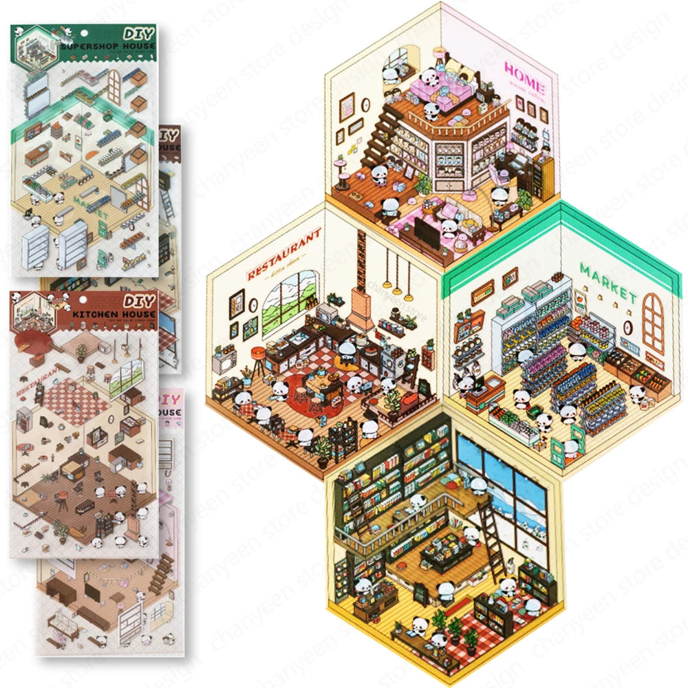 Cartoon Miniature Scene 3D Landscaping Stickers Visual Stacking Three-dimensional Stickers Christmas Gift for Children - trendingshoping.com