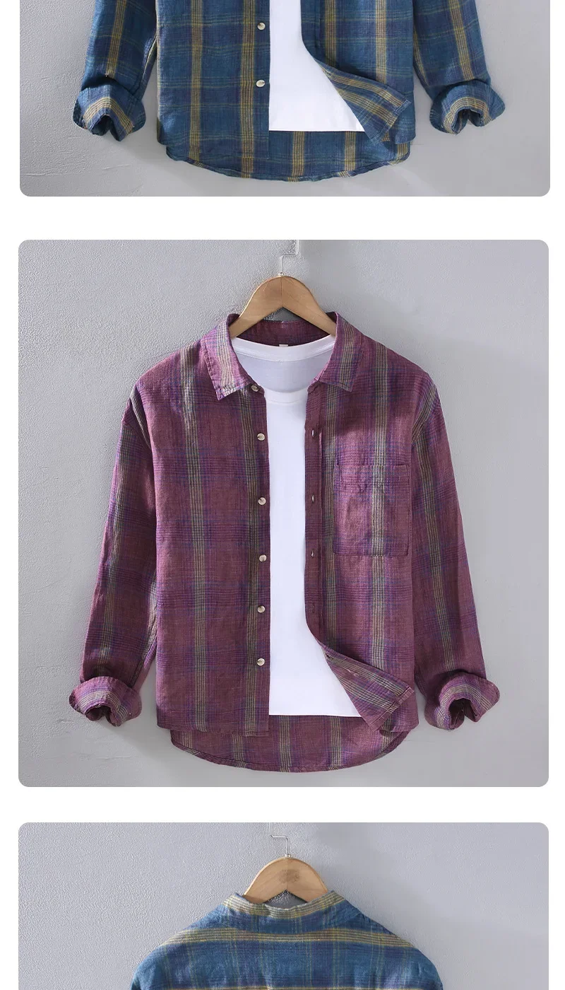 Men's Plaid Long Sleeve Shirt – Thin Casual Loose Cardigan Style Jacket, 2025 Spring & Autumn Fashion Top