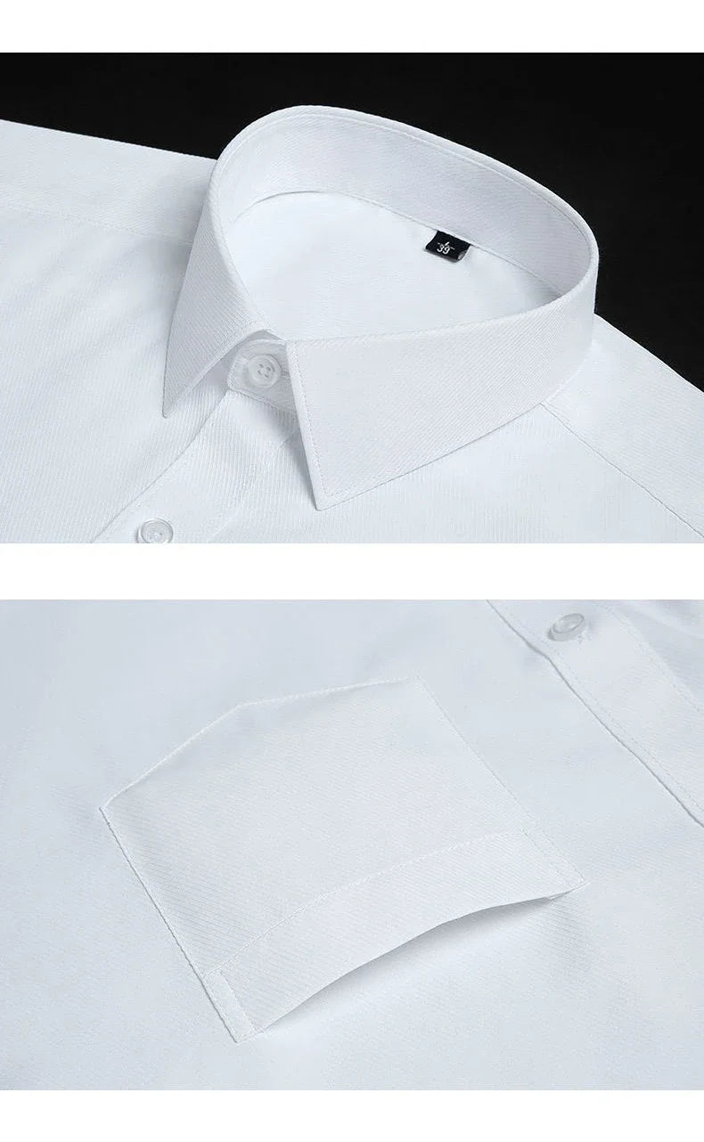 Men’s Long Sleeve Cotton Shirt Slim Fit Spring Autumn Casual Solid Color