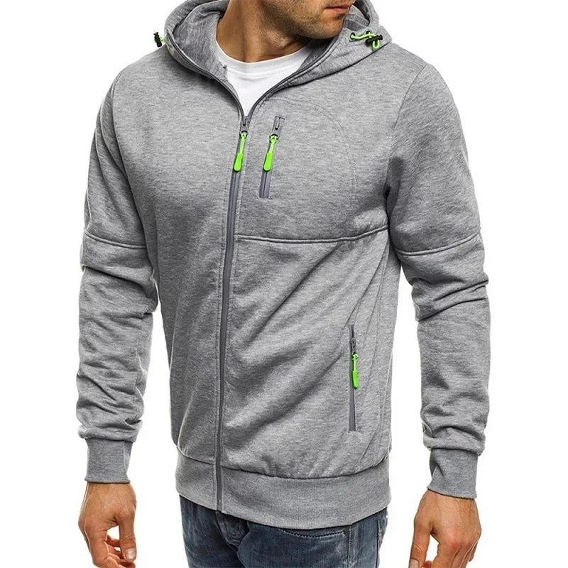 2026 New Men's  Jacket, Long-sleeved, Autumn and Winter Fashion, Sporty and Casual, Zippered Hooded Men's Sweat