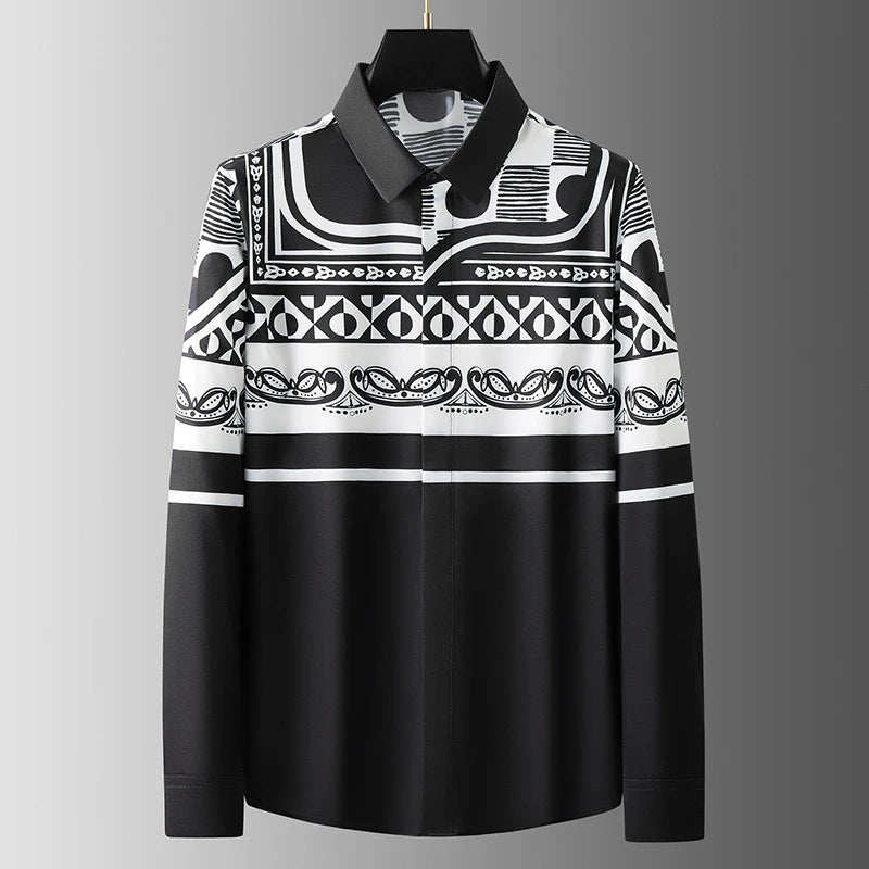 Men's Long-Sleeve 3D Print Fashion Shirt - Soft Fabric Loose Fit Casual Top