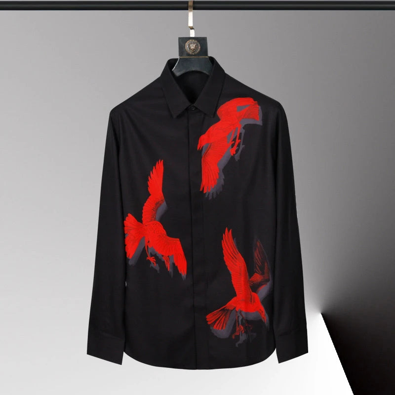 Men's Long-Sleeve 3D Print Fashion Shirt - Soft Fabric Loose Fit Casual Top