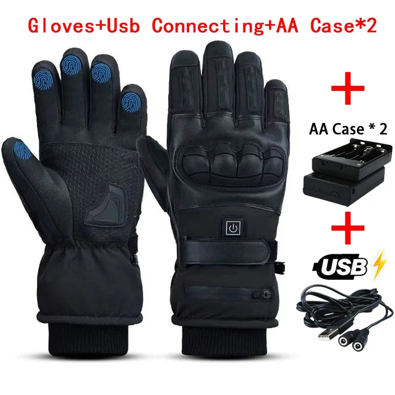 Rechargeable Heated Motorcycle Gloves Men Warm Tactical Cycling Gloves
