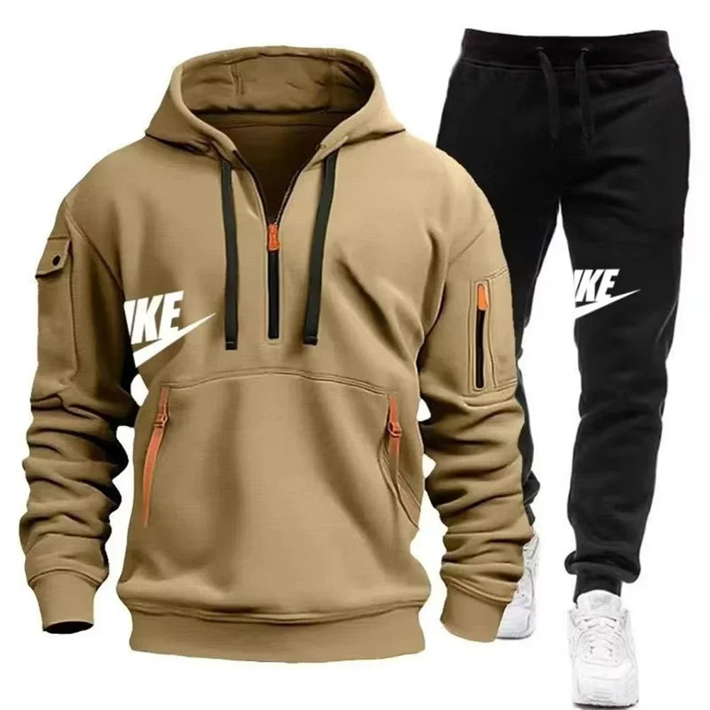2026 New men's autumn and winter suit zipper hoodie + trousers suit casual men's sportswear